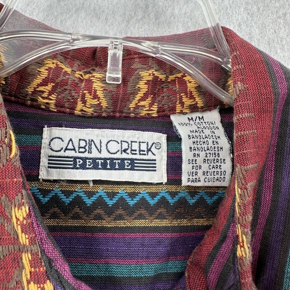VTG‎ Cabin Creek Shirt Womens Medium Aztec Southwest Button Front Collared - Picture 5 of 10